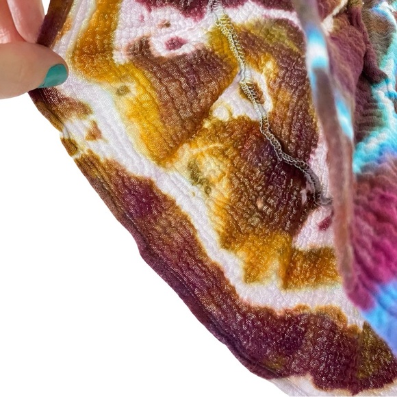 Handmade Geode Tie Dye Skirt Mini Womens Size Small XS Colorful Blue Brown Pink - Picture 7 of 10